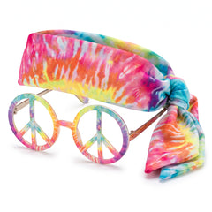 Colorful Tie-Dye Hippie Peace Sign Glasses