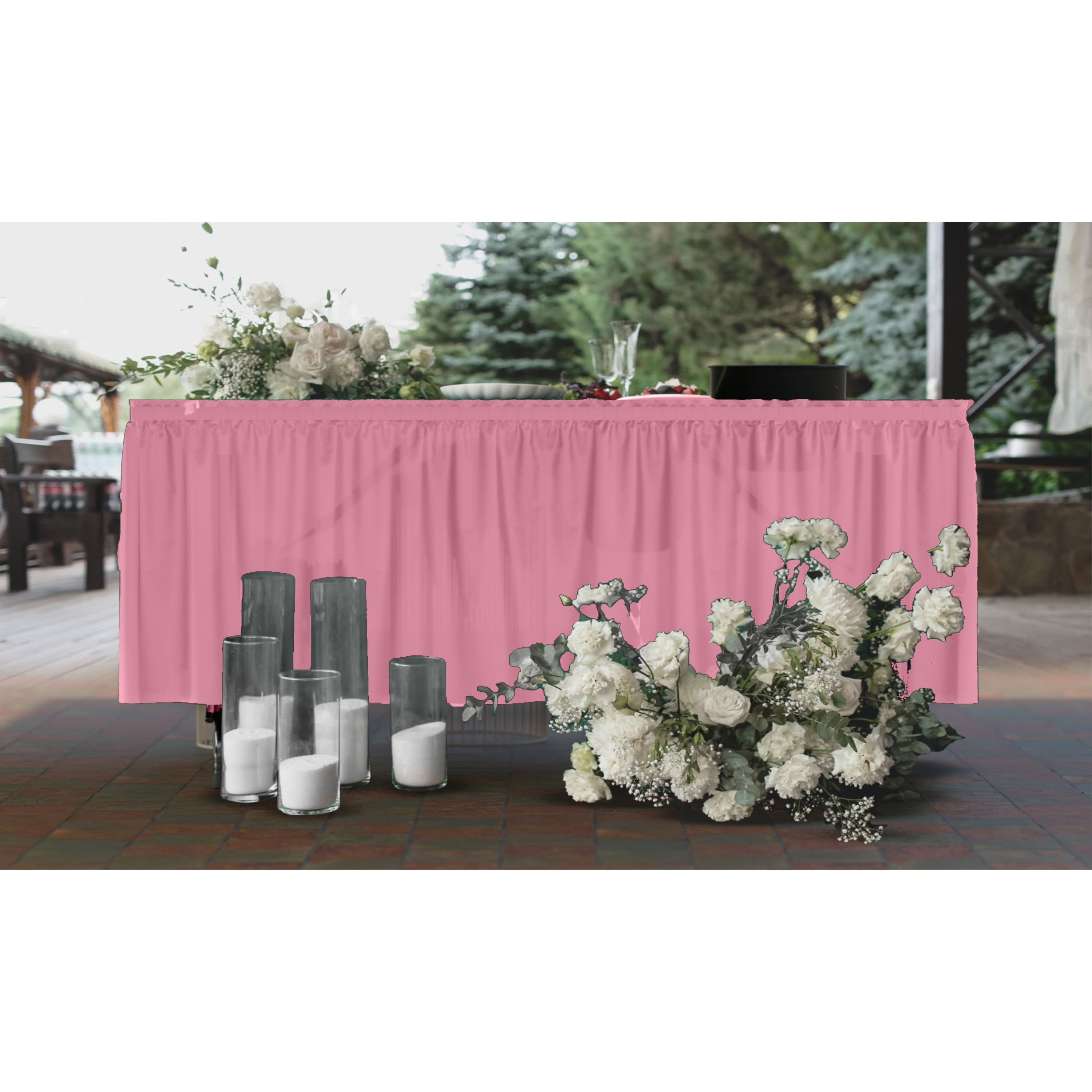 Pink Plastic Table Skirt | 6 Pack