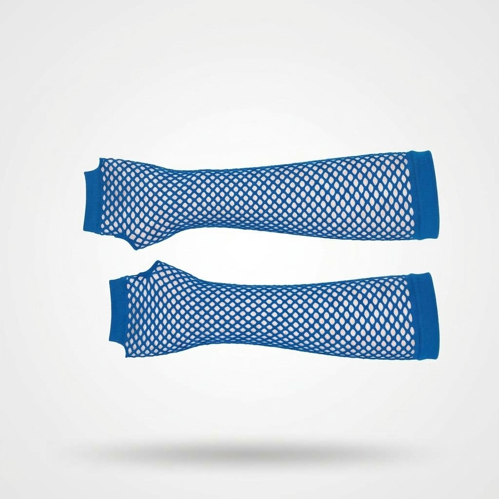 Royal Blue Long Fishnet Fingerless Gloves for Adults