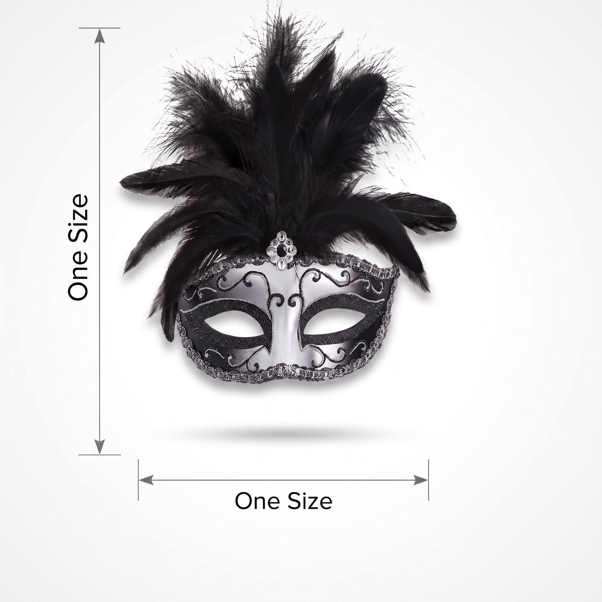 Elegant Silver Feather Dominance Masquerade Mask