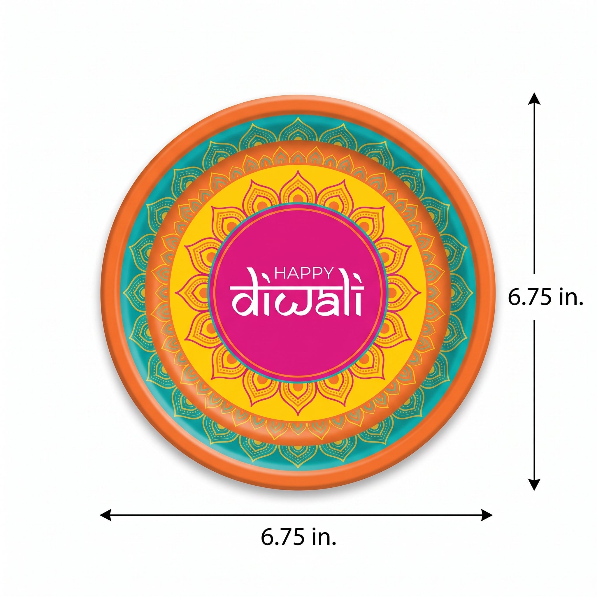 Vibrant Diwali Paper Plates - 6.75" Round