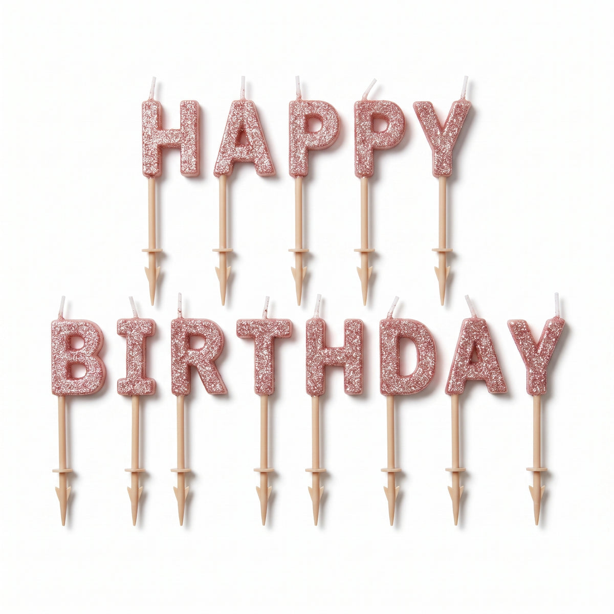 Glitter Blush "Happy Birthday" Toothpick Candle Set