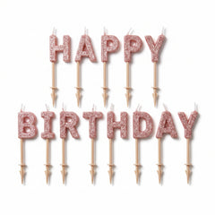Glitter Blush "Happy Birthday" Toothpick Candle Set