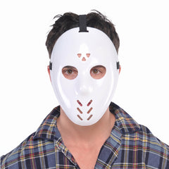 Hockey Horror Mask - White Plastic Costume Accessory