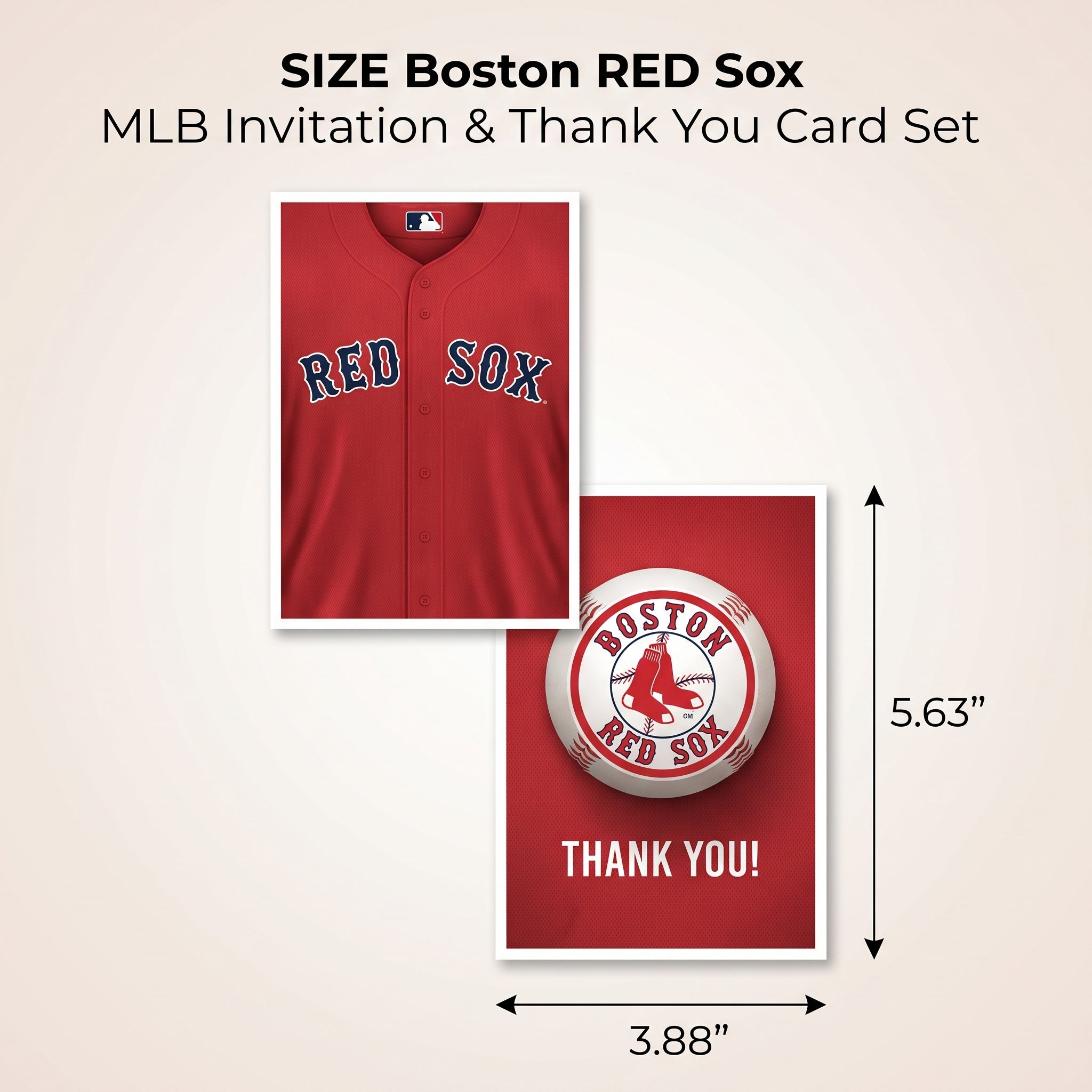 Boston Red Sox MLB Invitation & Thank You Card Set