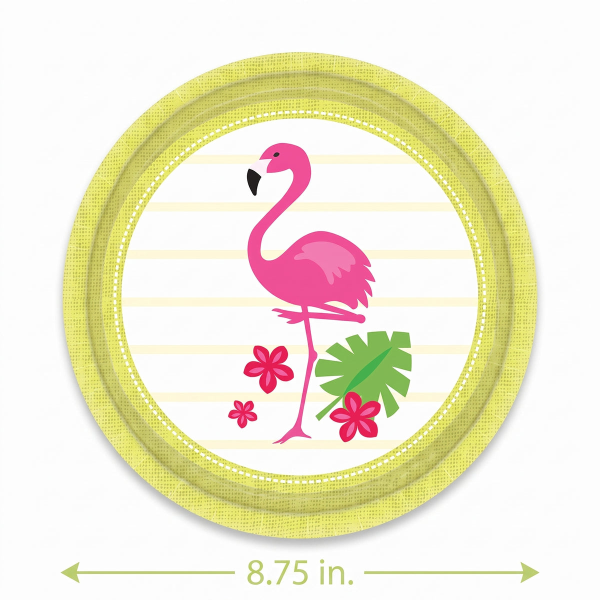 Flamingo Stripes 8.75" Round Paper Plates