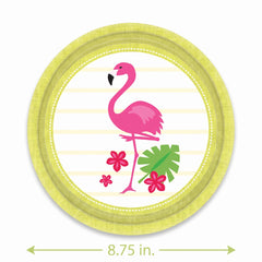 Flamingo Stripes 8.75" Round Paper Plates