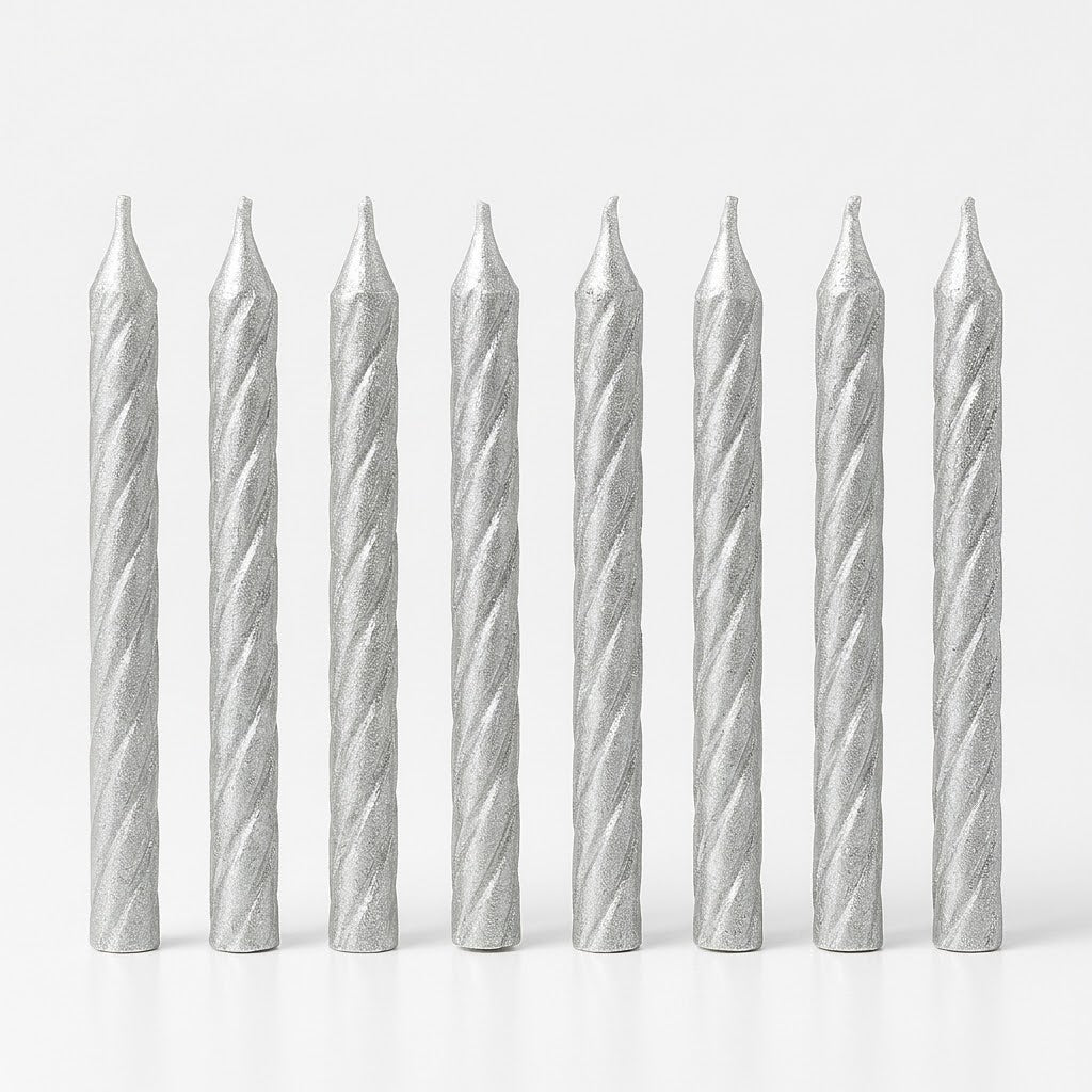 Silver Spiral Birthday Candles | 12 Count