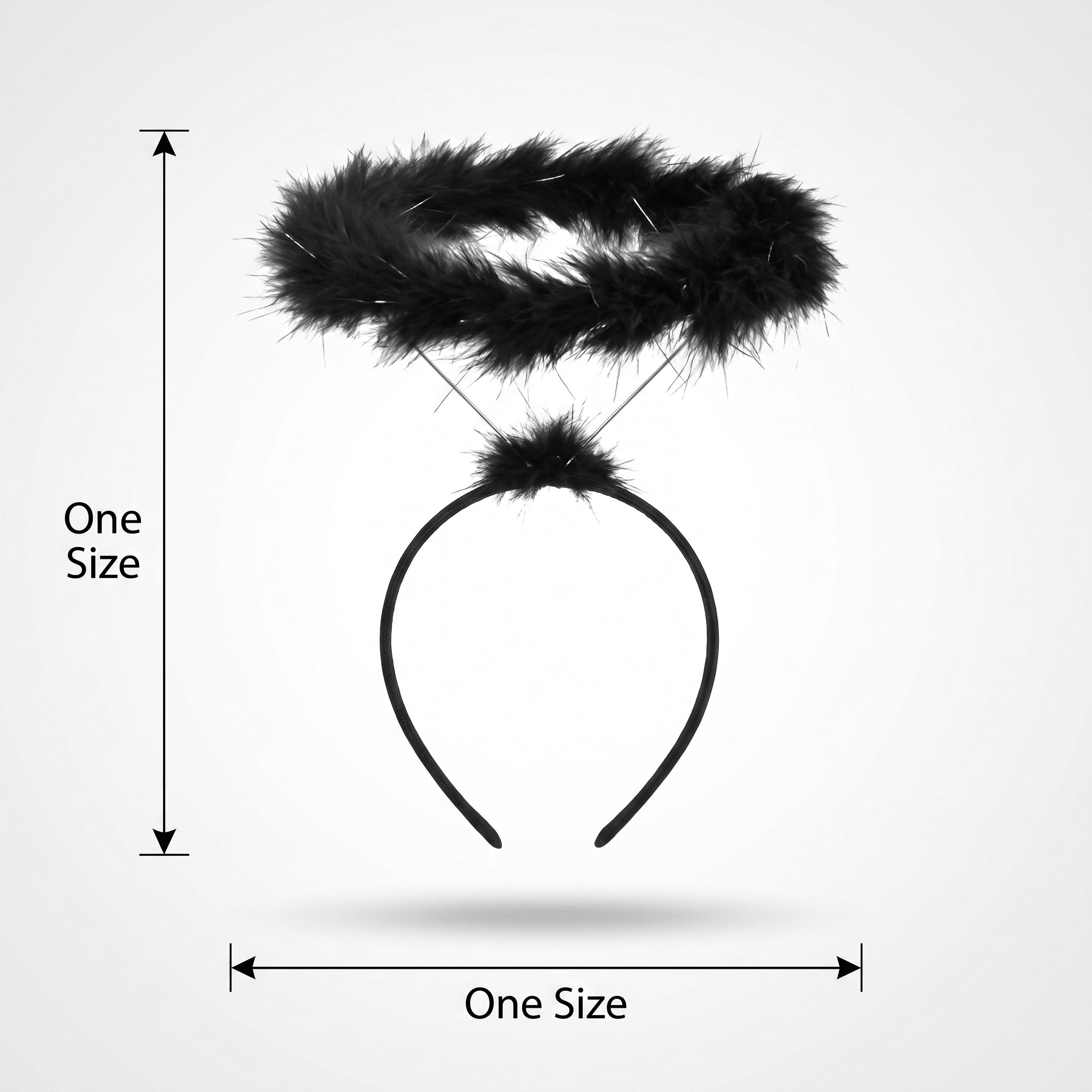 Black Marabou Halo Headband - Dark Angel Halloween Accessory