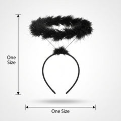 Black Marabou Halo Headband - Dark Angel Halloween Accessory