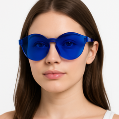 Royal Blue Frameless Sunglasses - Stylish Everyday Accessory