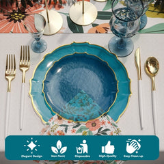 Peacock/Gold Petal Plates - Combo Pack 120/120