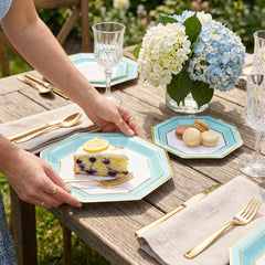 Premium Robins Egg Blue 10" Octagonal Paper Plates (Multipack)