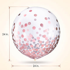 Metallic Pink Confetti Latex Balloons, 24-Inch, 2-Pack