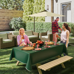 Dark Green Flannel Backed Plastic Table Cover 54 In. x 108 In. | Case of 36