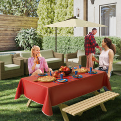 Red Flannel Backed Plastic Table Cover 54 In. x 70 In. | Case of 36