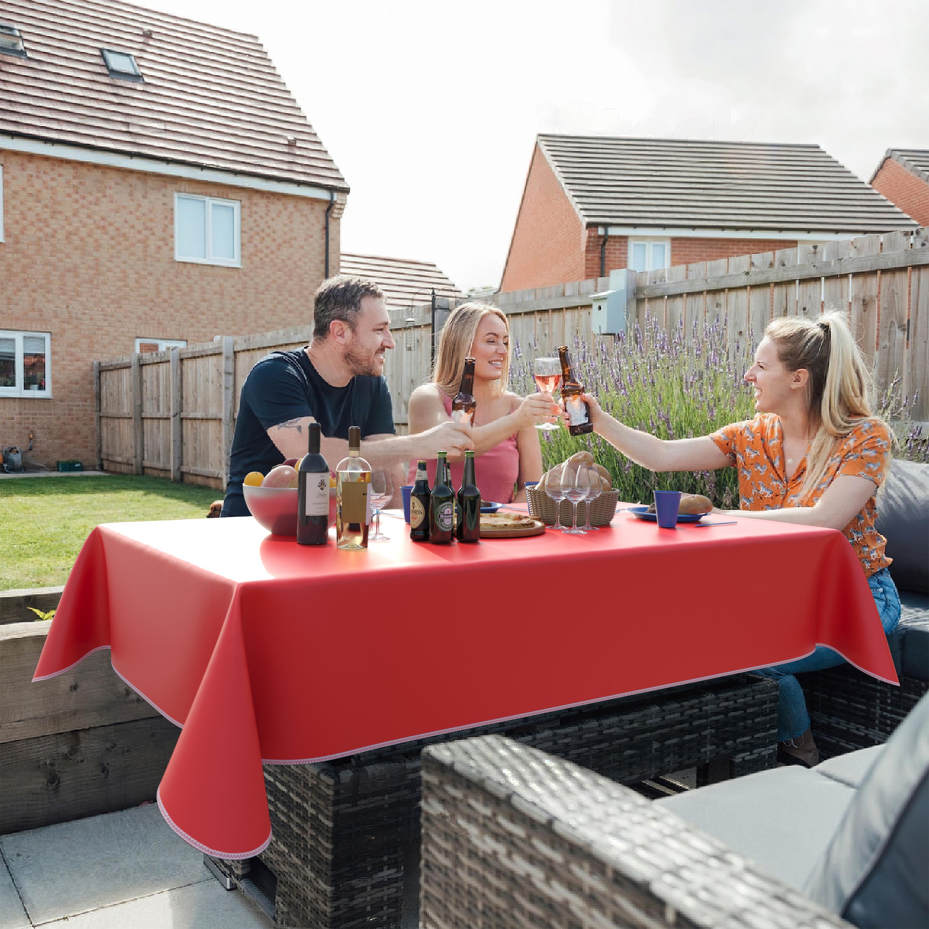 Red Flannel Backed Plastic Table Cover 54 In. x 70 In. | Case of 36