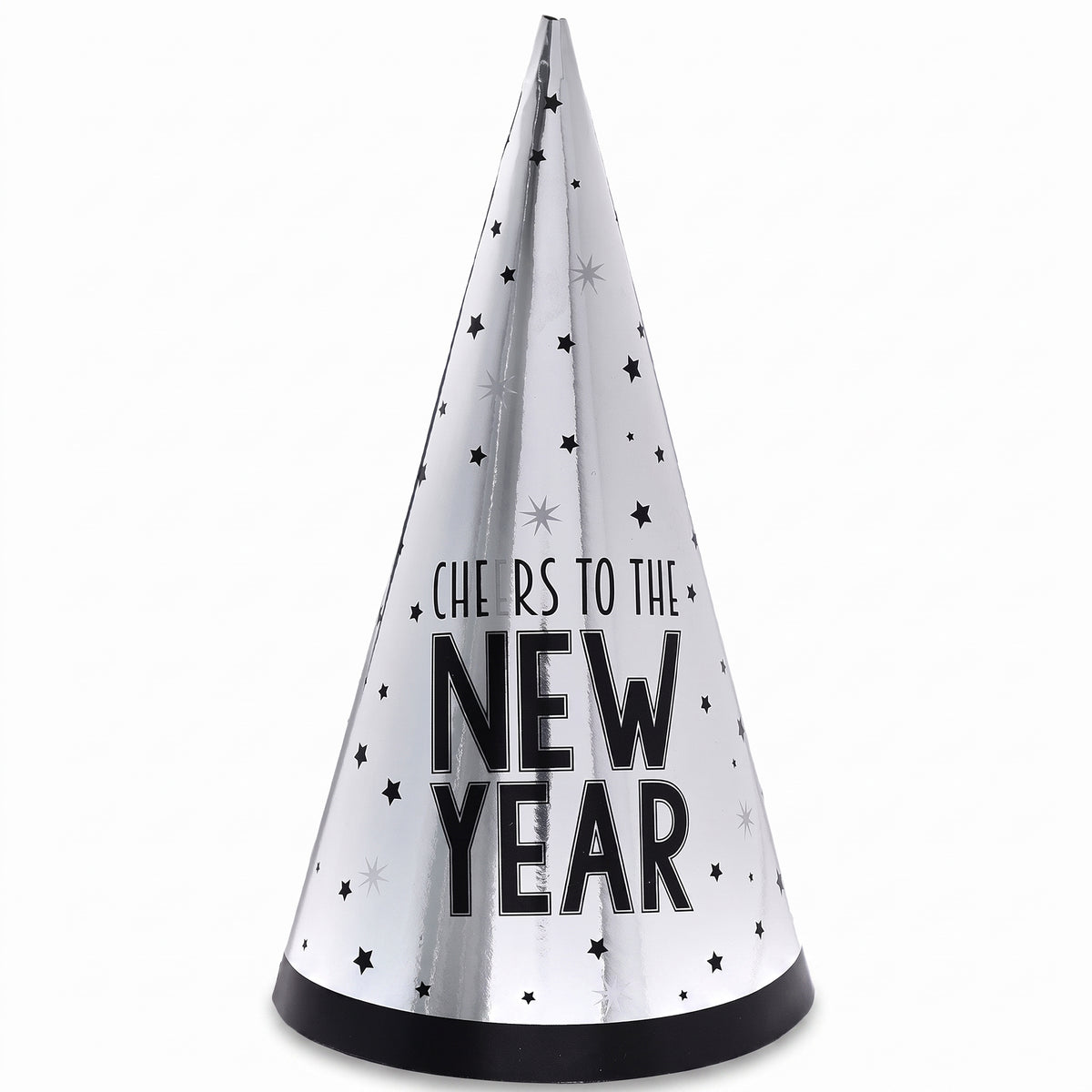 "Cheers To The New Year" Silver Party Cone Hat