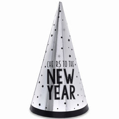 "Cheers To The New Year" Silver Party Cone Hat