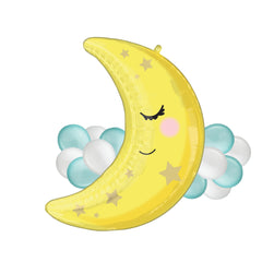 Crescent Moon Foil Super Shape Balloon with Latex Accents