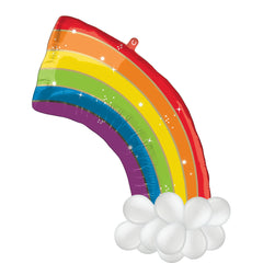 Sparkling Rainbow Foil Balloon with Latex Clouds