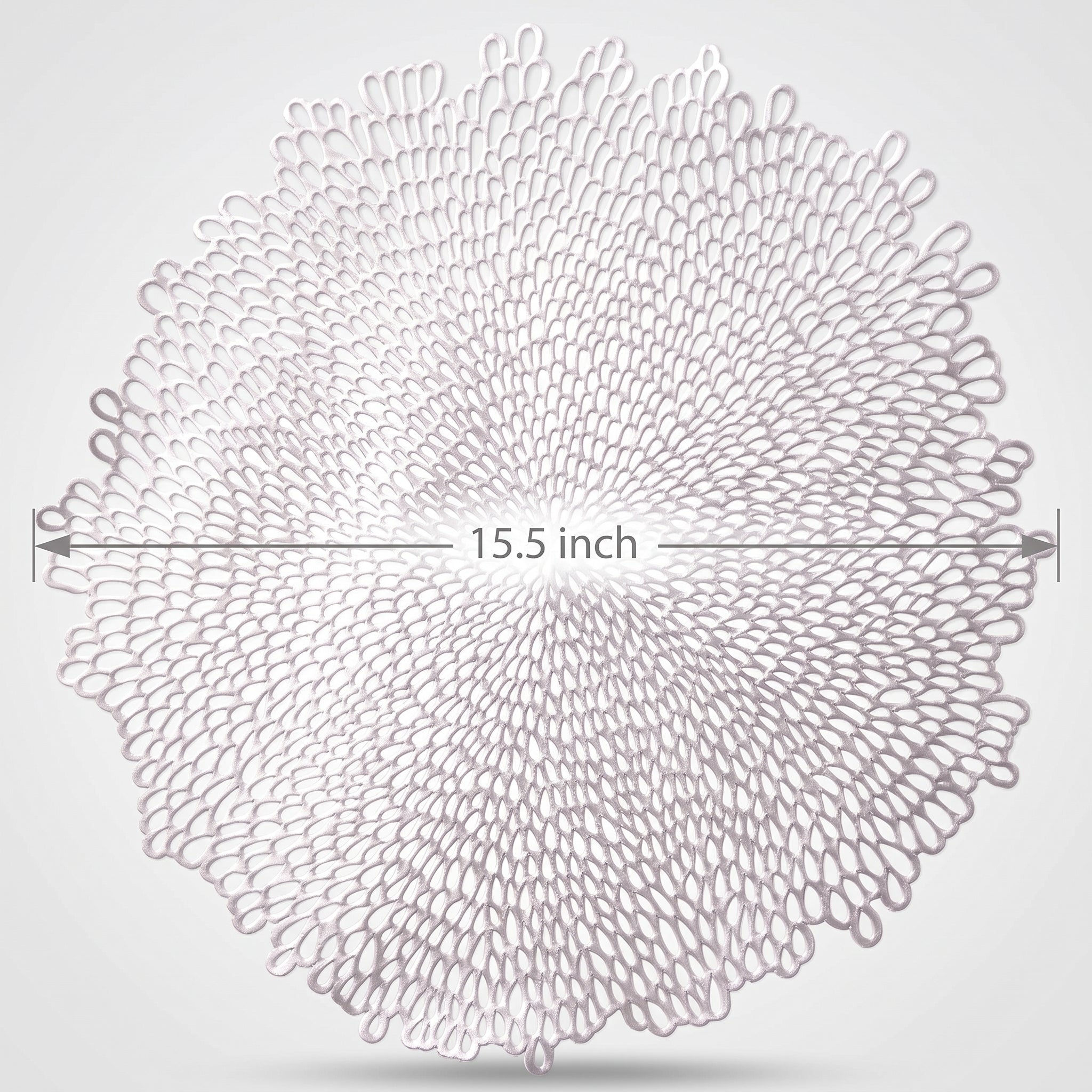 Elegant Silver Blossom Vinyl Placemat - 15.5 In.