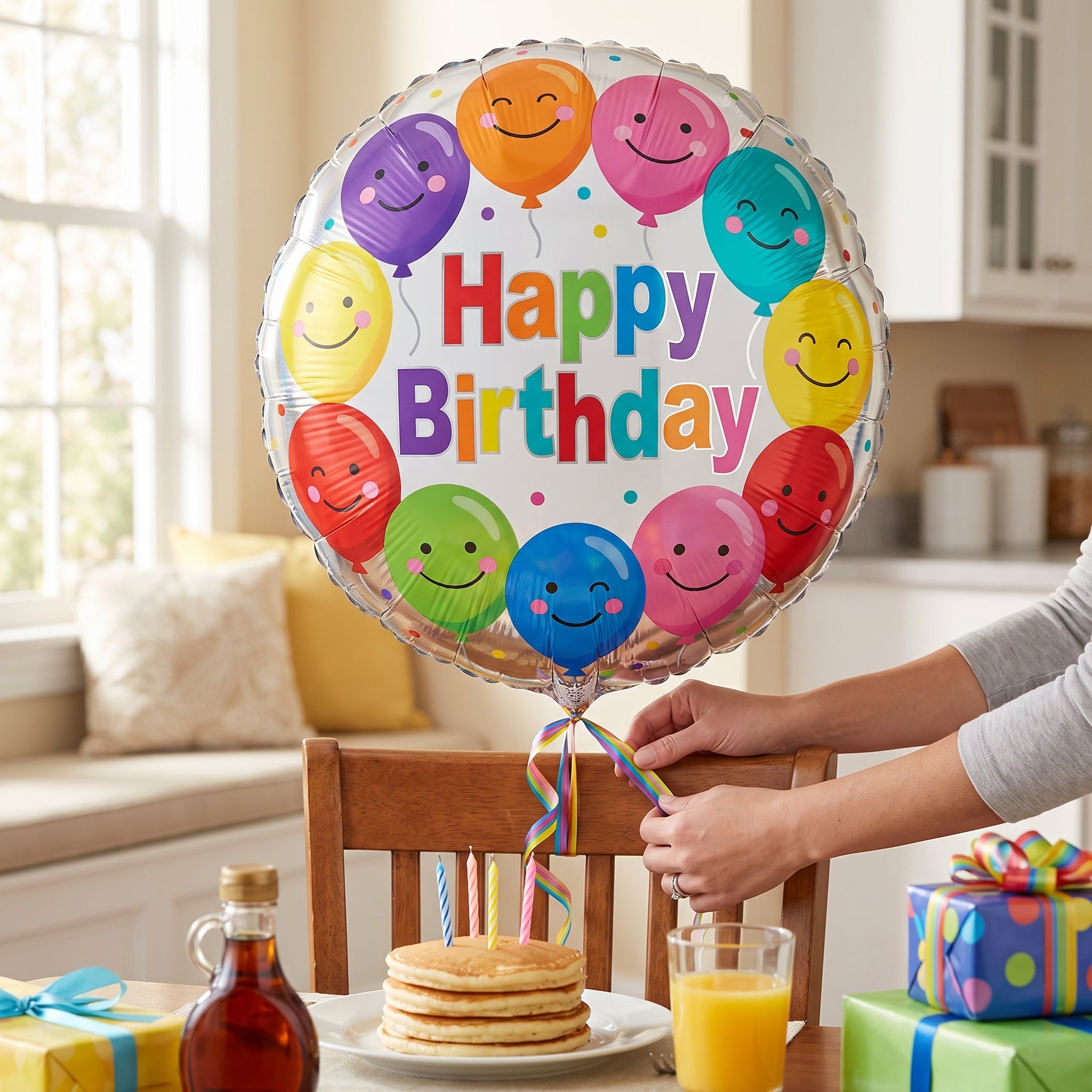 Colorful Smiley Happy Birthday Foil Balloon - 18 Inches