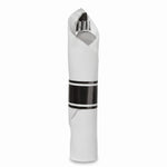 Premium Black Rolled Cutlery Set with Guest Towel - 10 pack