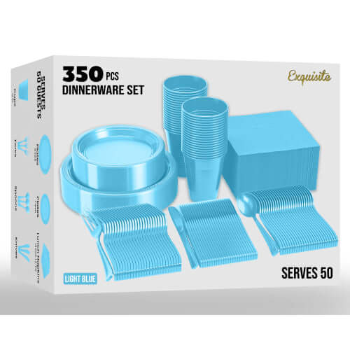 Solid Color Tableware Combo - Light Blue