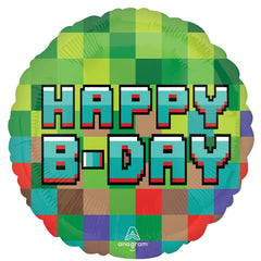 Pixel Party Happy B-Day Metallic Balloon