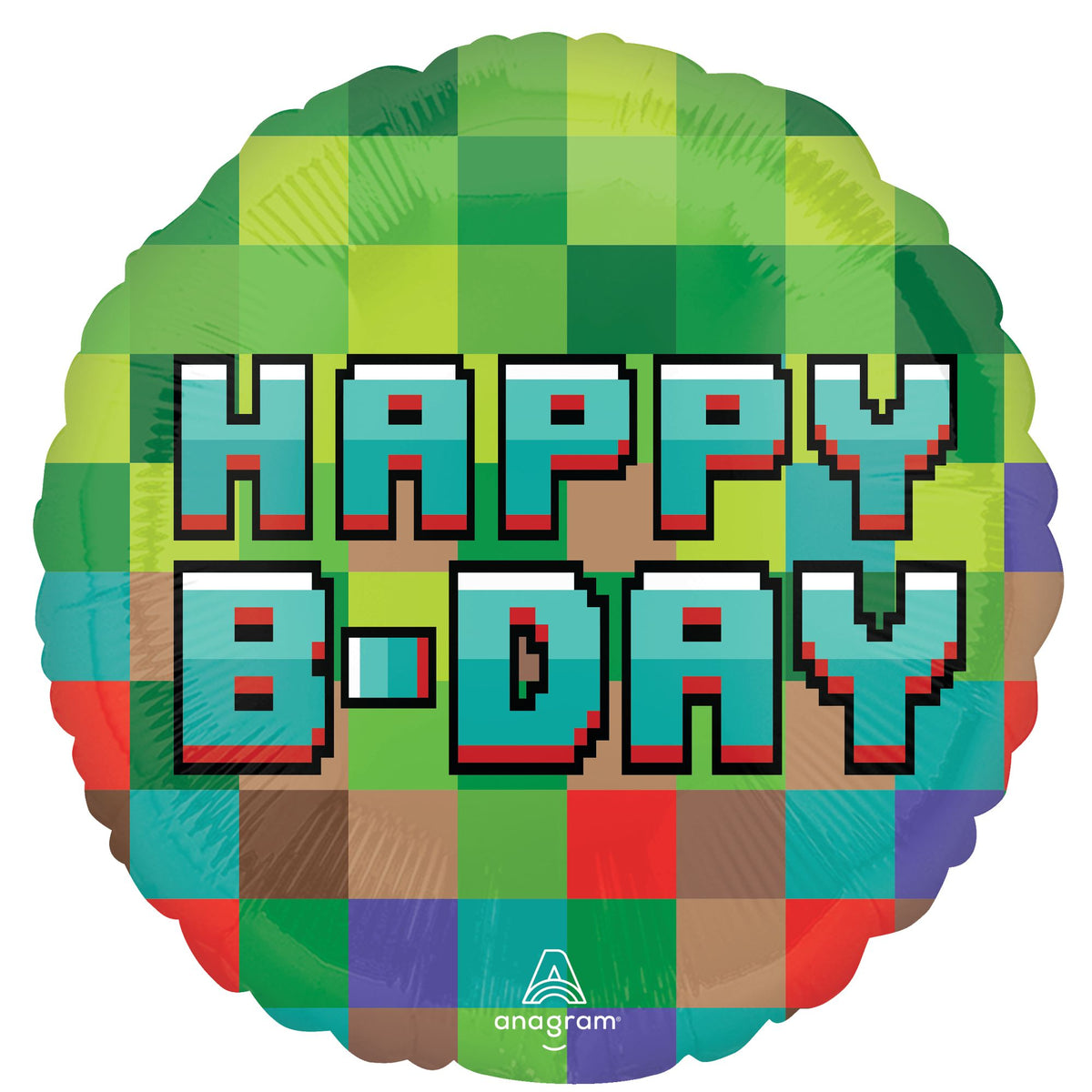 Pixel Party 18" Foil Balloon - Happy B-Day