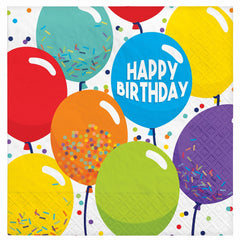Balloon Celebration "Happy Birthday" Luncheon Napkins - 6.5 In. x 6.5 In., 125-Pack