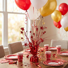 Stunning Red Metallic Foil Spray Centerpiece - 12-Inch