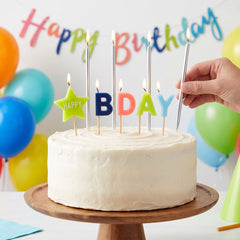 Modern Happy Bday Pick Candle Set, 9-Pack