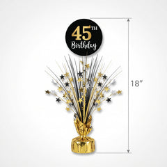 Sparkling Celebration Customizable Birthday Spray Centerpiece, Black/Gold/Silver - 17"