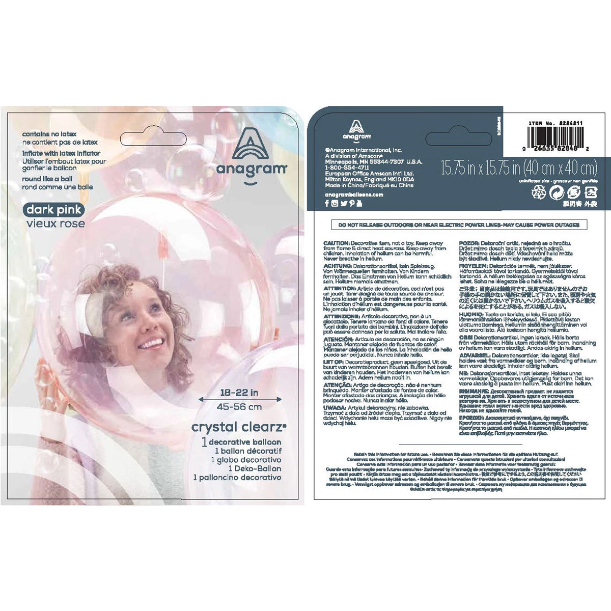 Crystal Clearz Dark Pink Foil Balloon