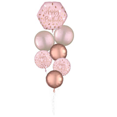 Elegant Blush Birthday Foil Balloon Bouquet