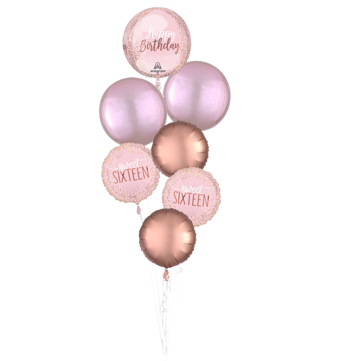 Sweet Sixteen Blush Foil Balloon Bouquet