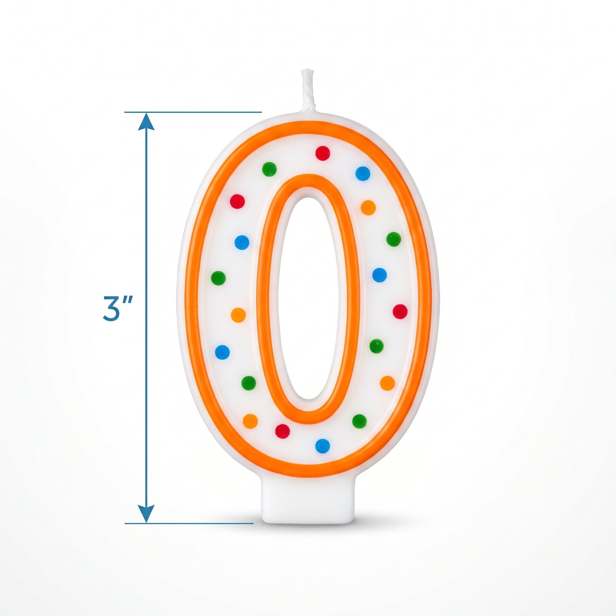 Colorful Polka Dot Number 0 Birthday Candle