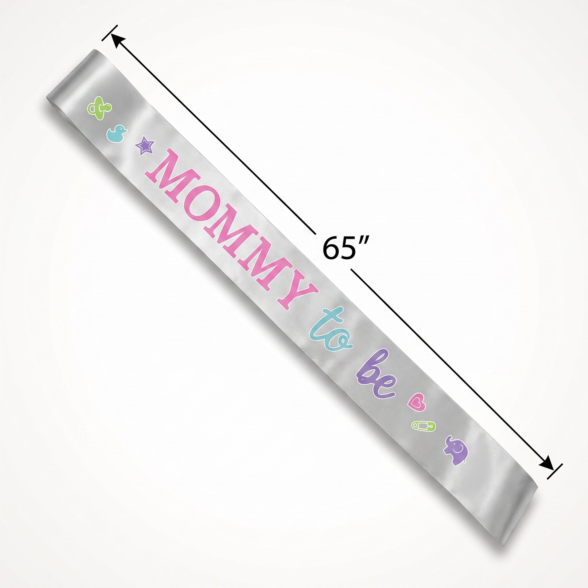 "Mommy to Be" Baby Shower Sash - Silver Pastel Accents