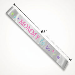 "Mommy to Be" Baby Shower Sash - Silver Pastel Accents