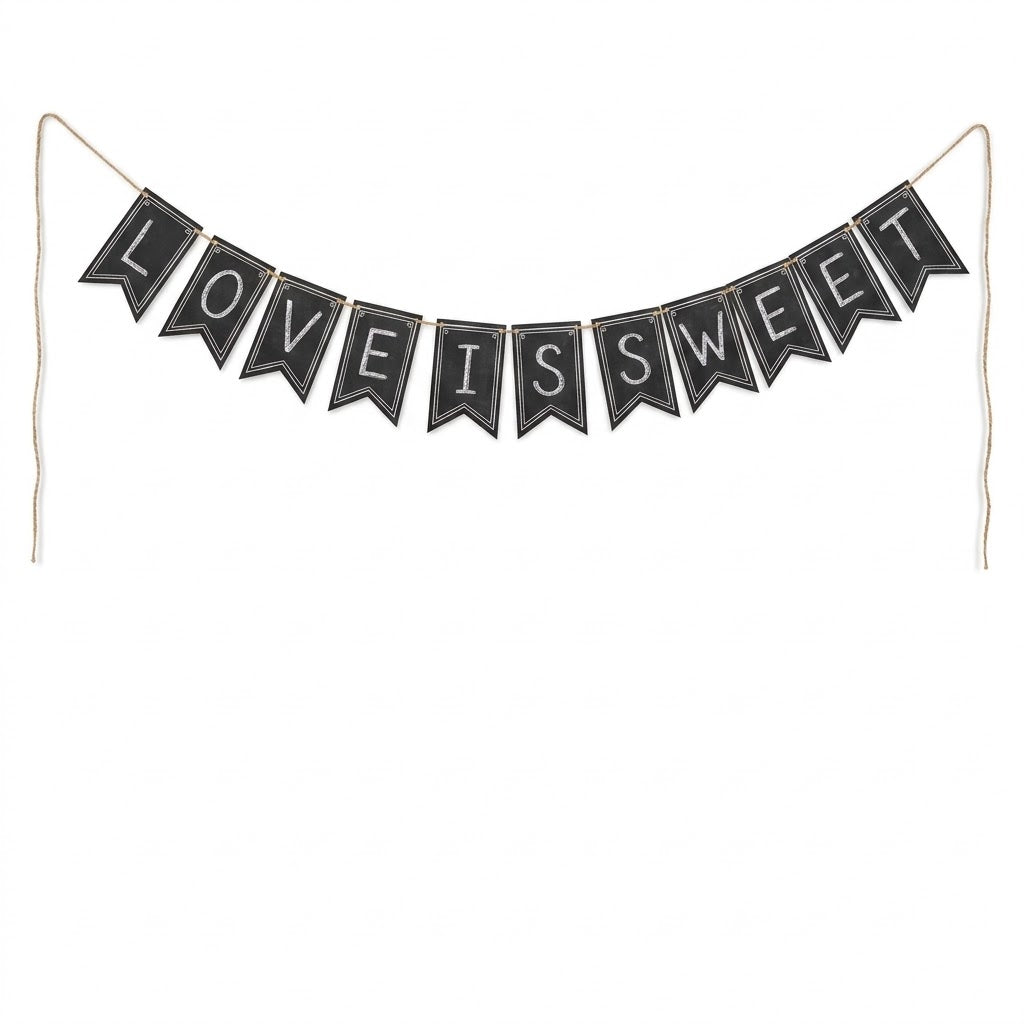 Rustic Chalkboard Pennant Banner - 15-ft, Customizable for Any Occasion