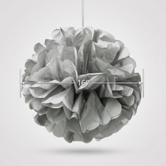 Silver Fluffy Round Pom Pom Decorations
