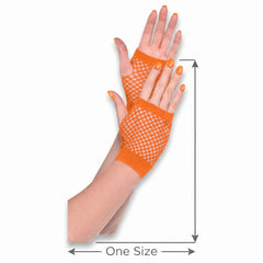 Vibrant Orange Fishnet Fingerless Gloves