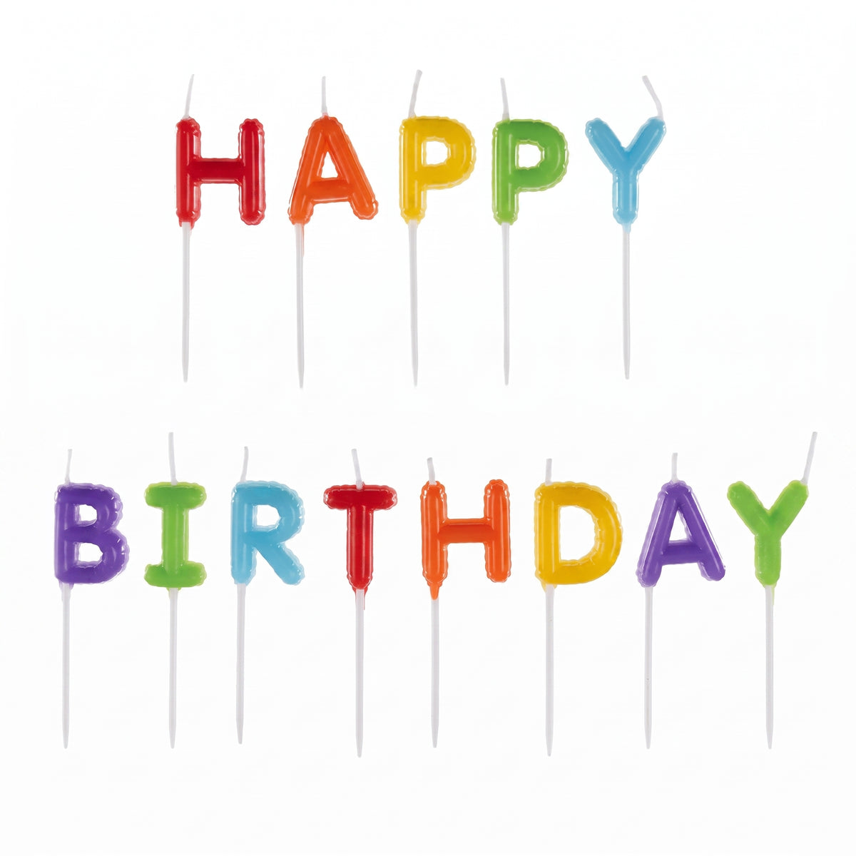 Multi-Coloured "Happy Birthday" Letter Candle Picks