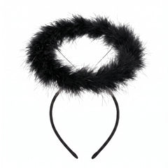 Black Marabou Halo Headband - Dark Angel Halloween Accessory