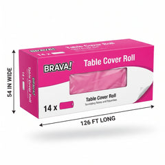 Bright Pink Plastic Table Cover Roll with Cutter - 54 x 126 ft