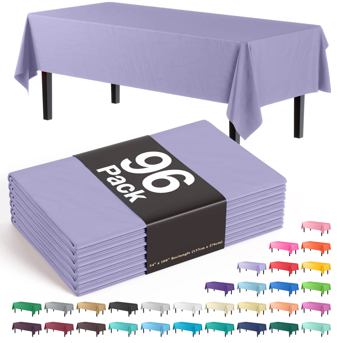 Premium Lavender Plastic Table Cover | Case of 96