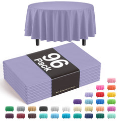 Premium Round Lavender Plastic Table Cover | Case of 96
