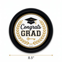 "Congrats Grad" Round Paper Plates - 9-inch, 50 Pack
